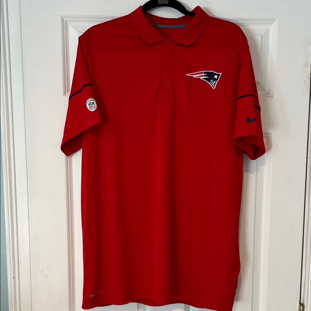 Nike Red Men's Polo with Patriots Logo